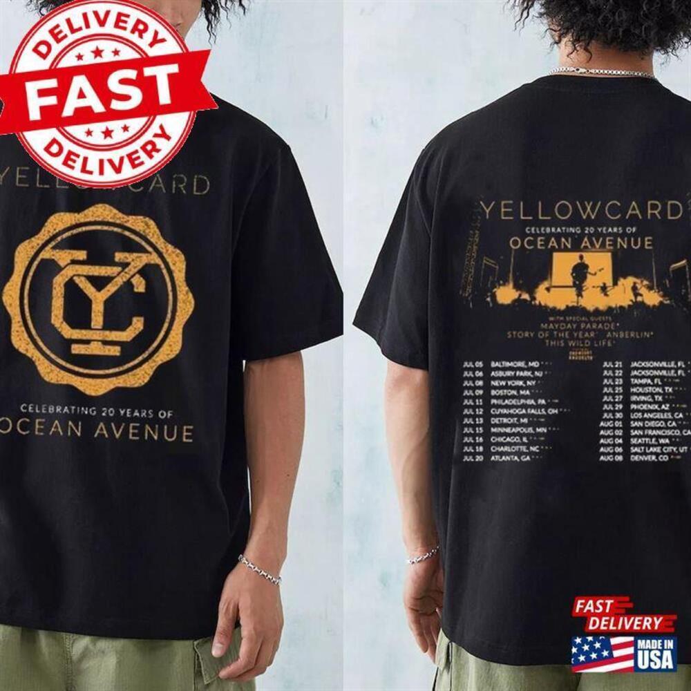 Retro Yellowcard 2023 Tour Shirt Fan Concert For Classic 1 2 Sided